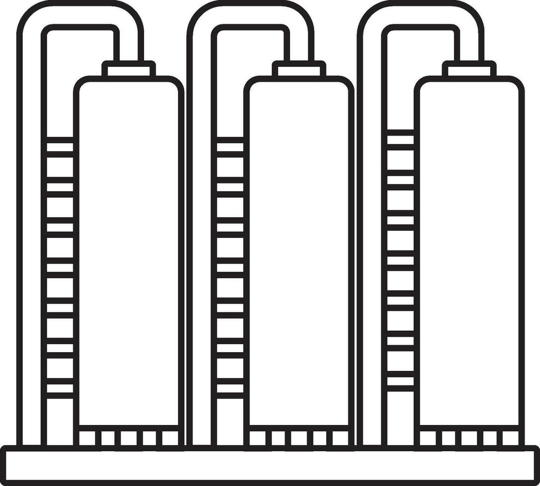 Oil refinery machinery icon with thin line illustration. vector
