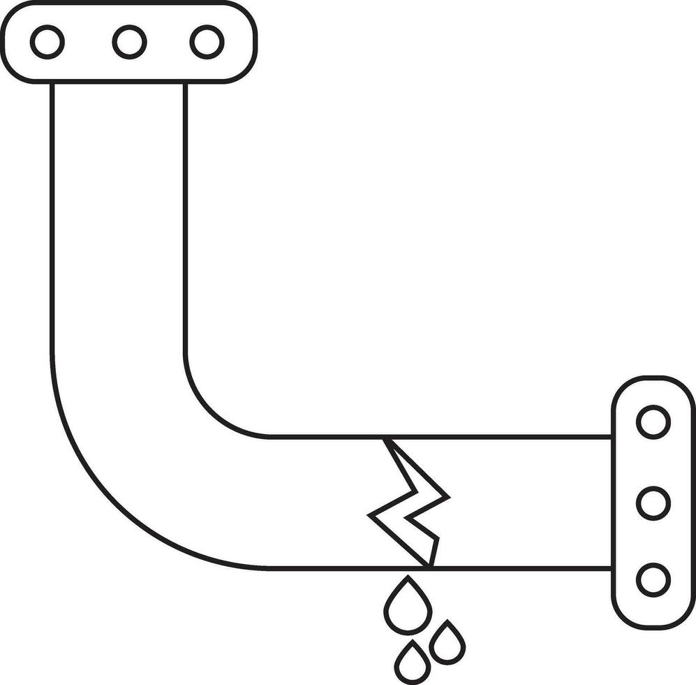 Black line leakage water pipe line. vector