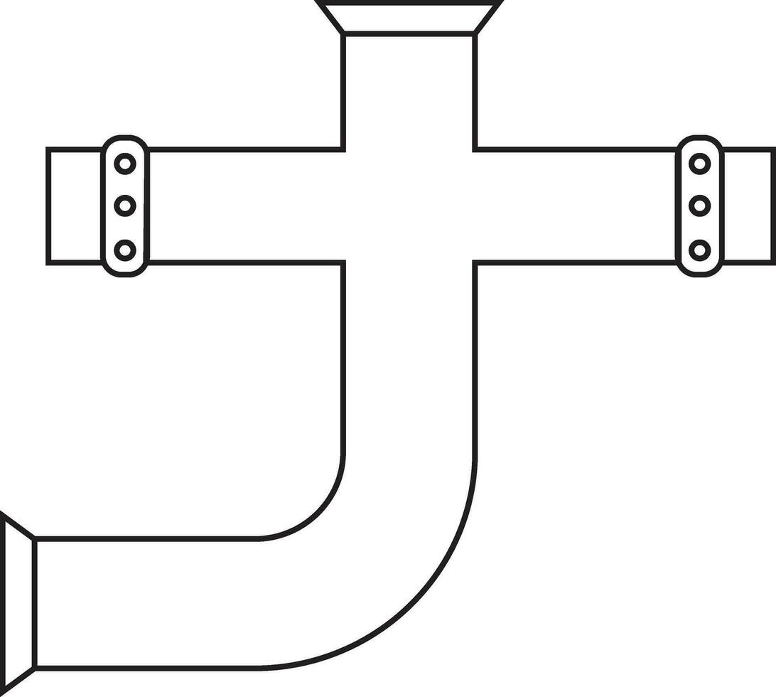 Black line art pipes in flat style. vector