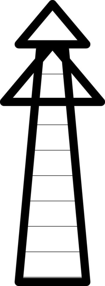 Line art icon of electricity tower in flat style. vector