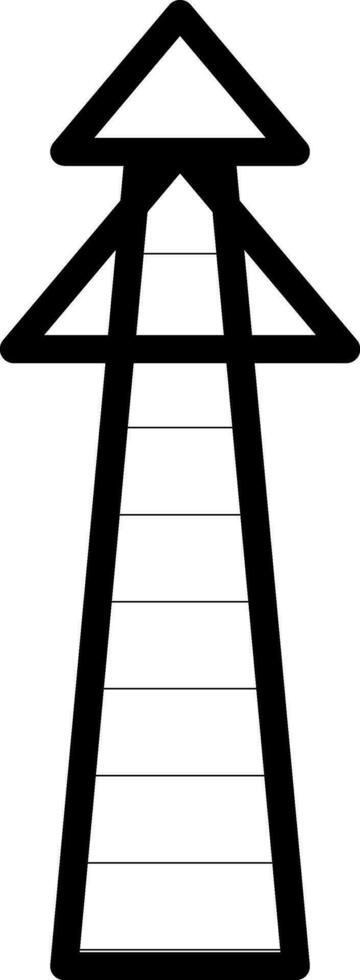 Line art icon of electricity tower in flat style. vector