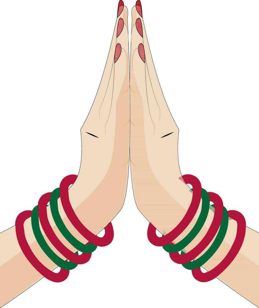 Welcome or prayer hand sign. vector