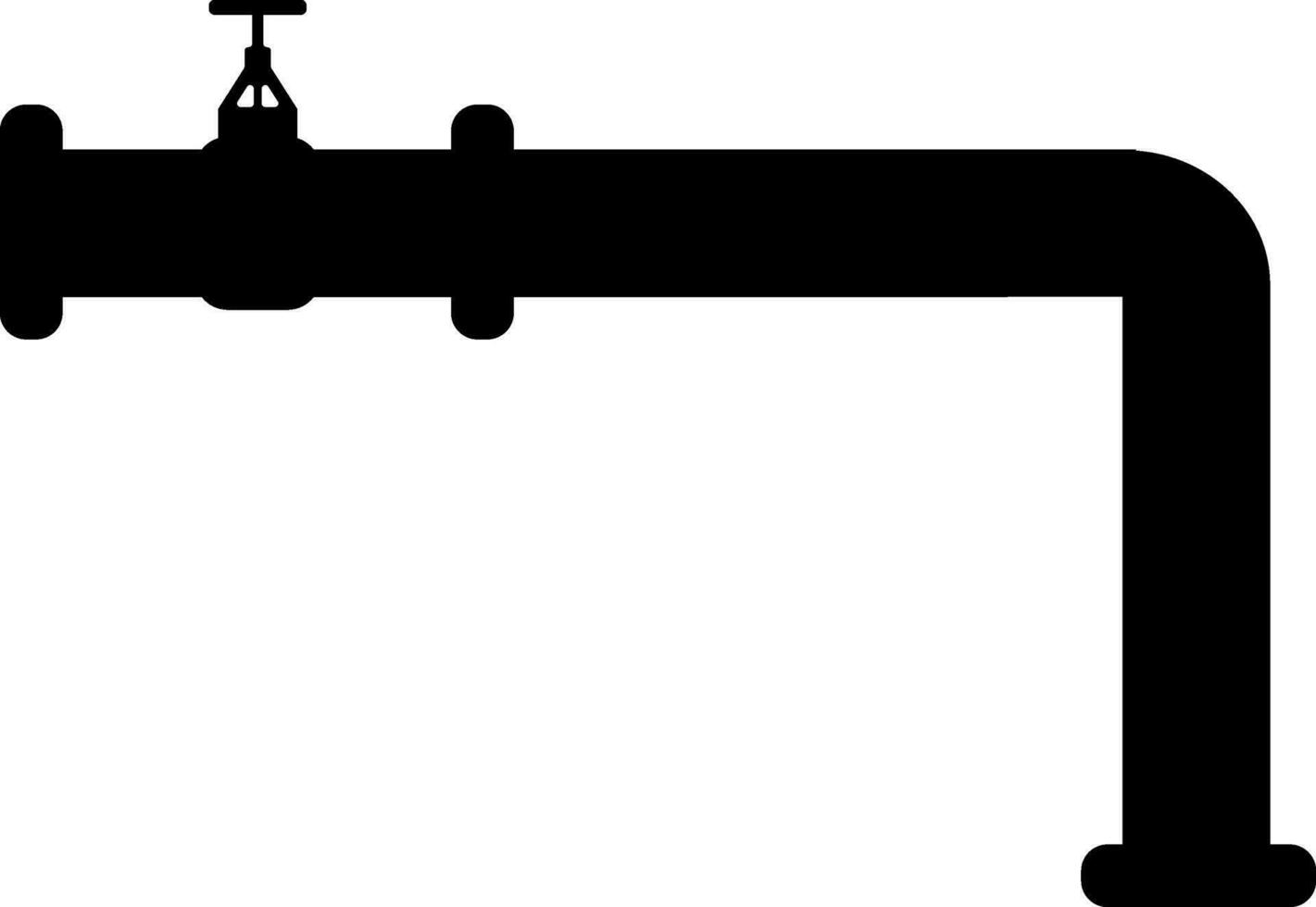 Illustration of pipeline fitting with globe valve in black color. vector