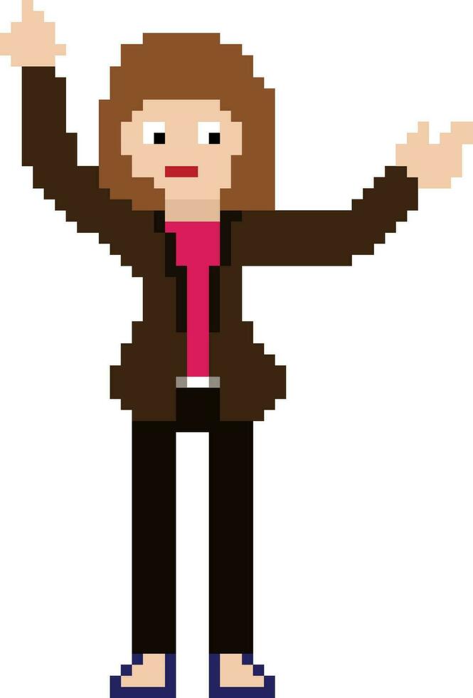 Pixel art illustration of a woman. vector
