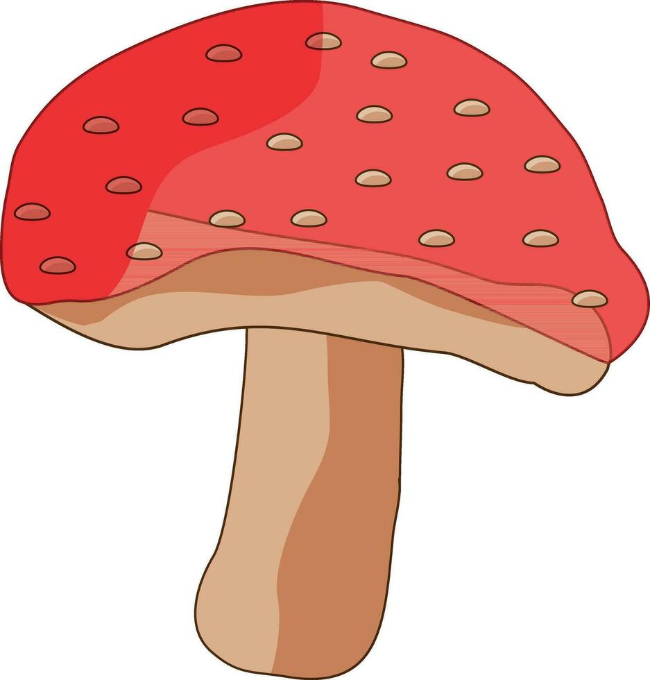 Red and brown mushroom icon. vector