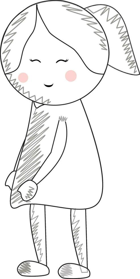 Sketch of a little girl character. vector