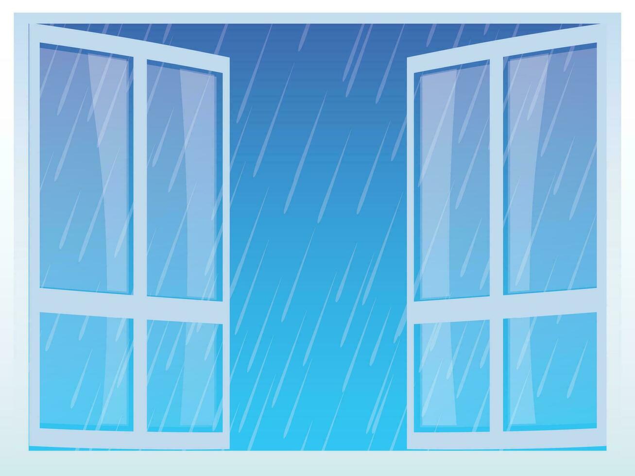 gotas de lluvia que cae en abierto ventana. vector