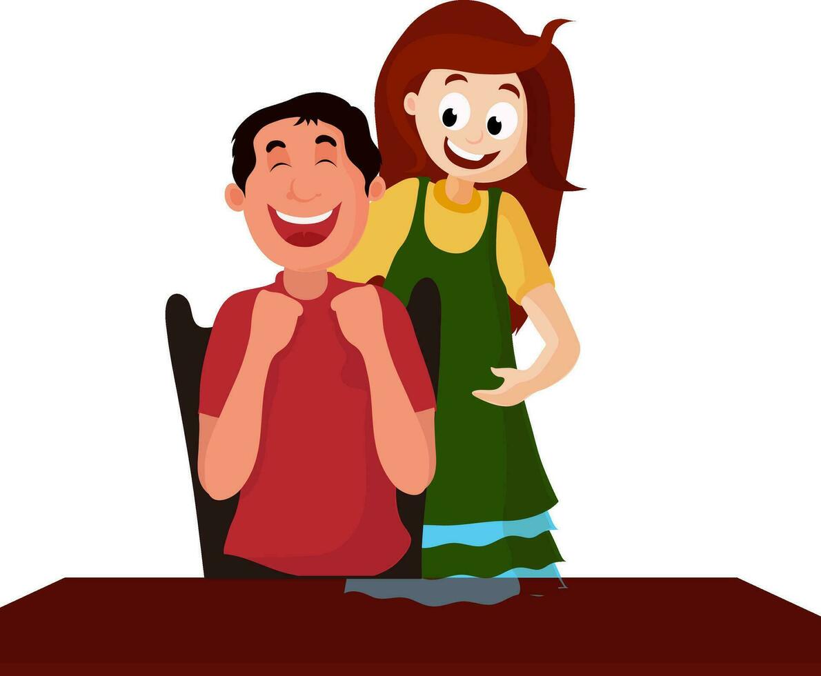 Flat illustration of girl and boy. vector