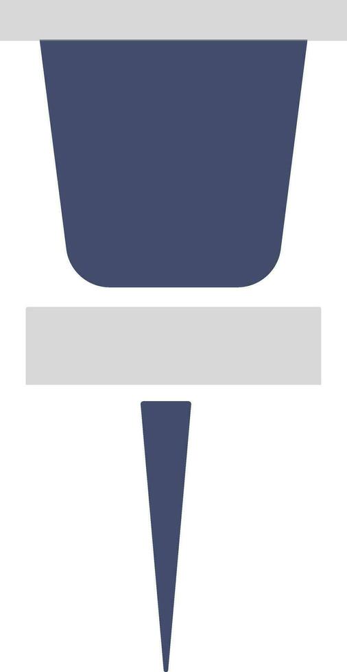 Flat icon of push pin in gray and blue color. vector