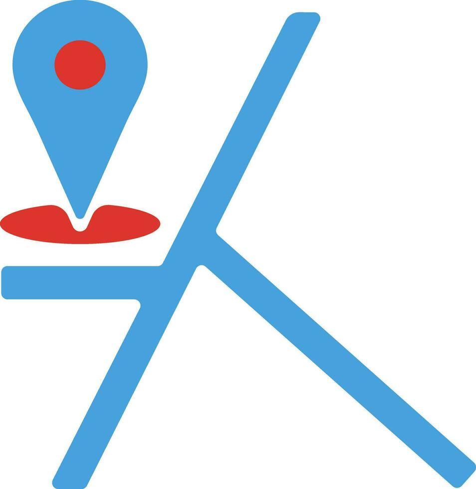 Map pin or location icon in blue and red color. vector