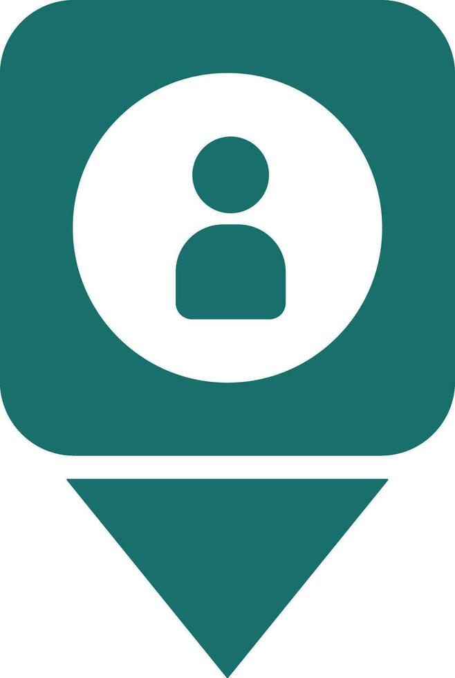 Map pin with user icon in green and white color. vector