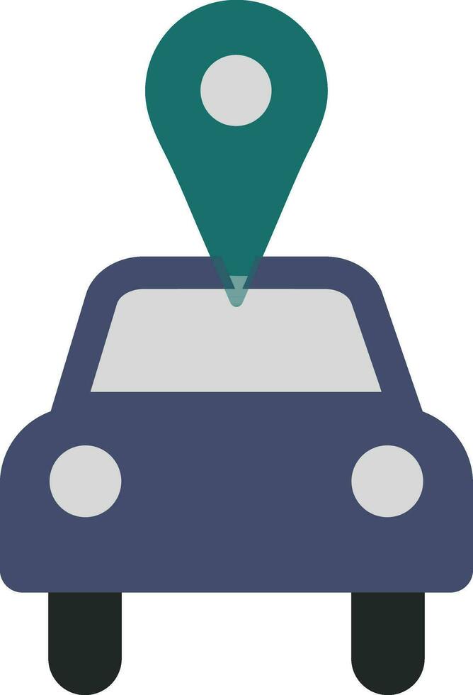 Map pointer with car in flat style. vector