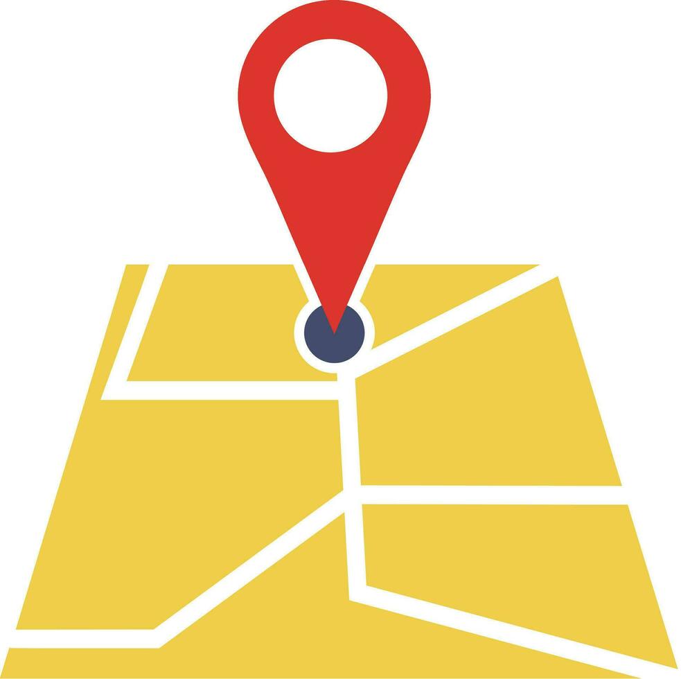 Colorful map icon with location pathfinder in flat style. vector