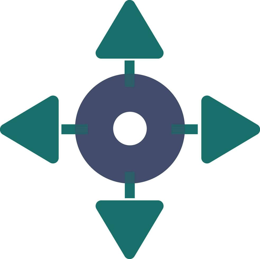 Four way direction arrows arround a circle. vector