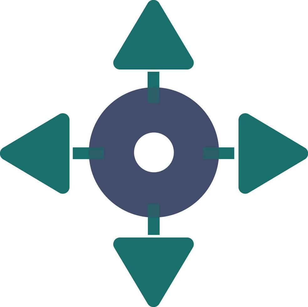 Four way direction arrows arround a circle. vector