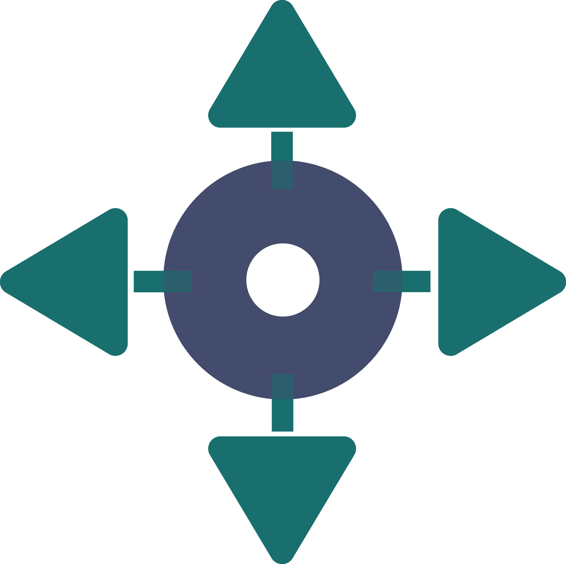 Four way direction arrows arround a circle. 24832799 Vector Art at Vecteezy