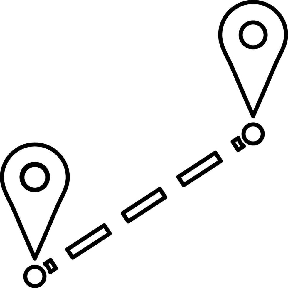 Icon of distance location sign and map pin. vector