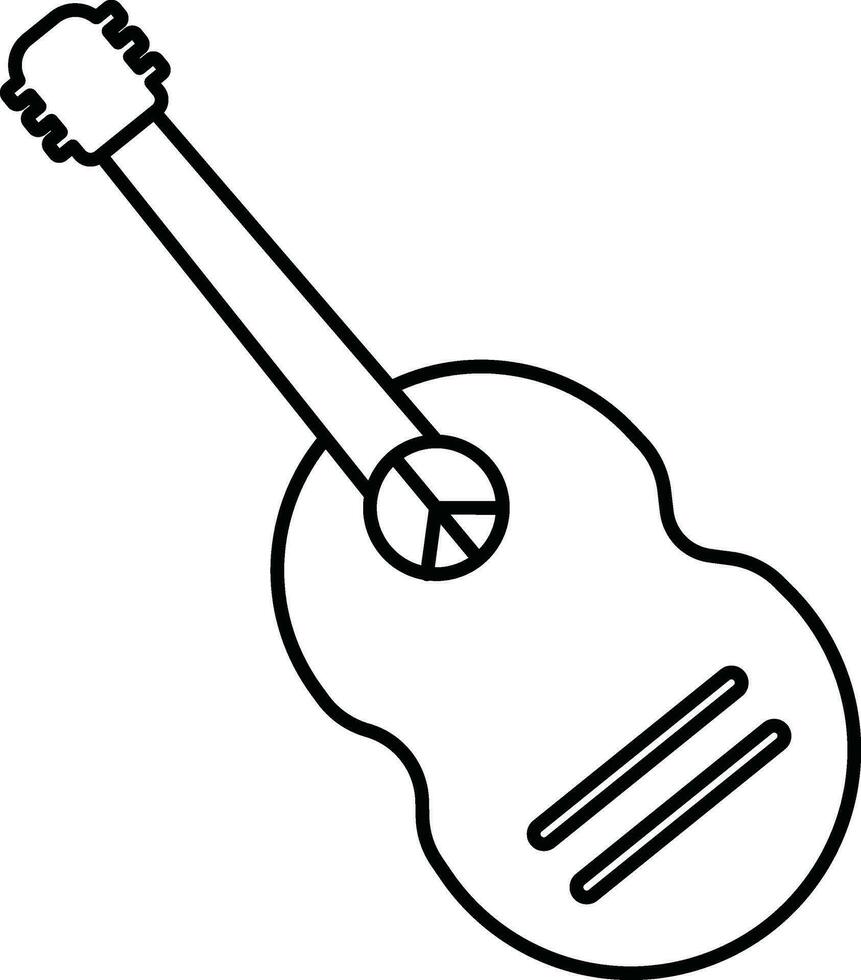 Stroke style of guitar icon. vector