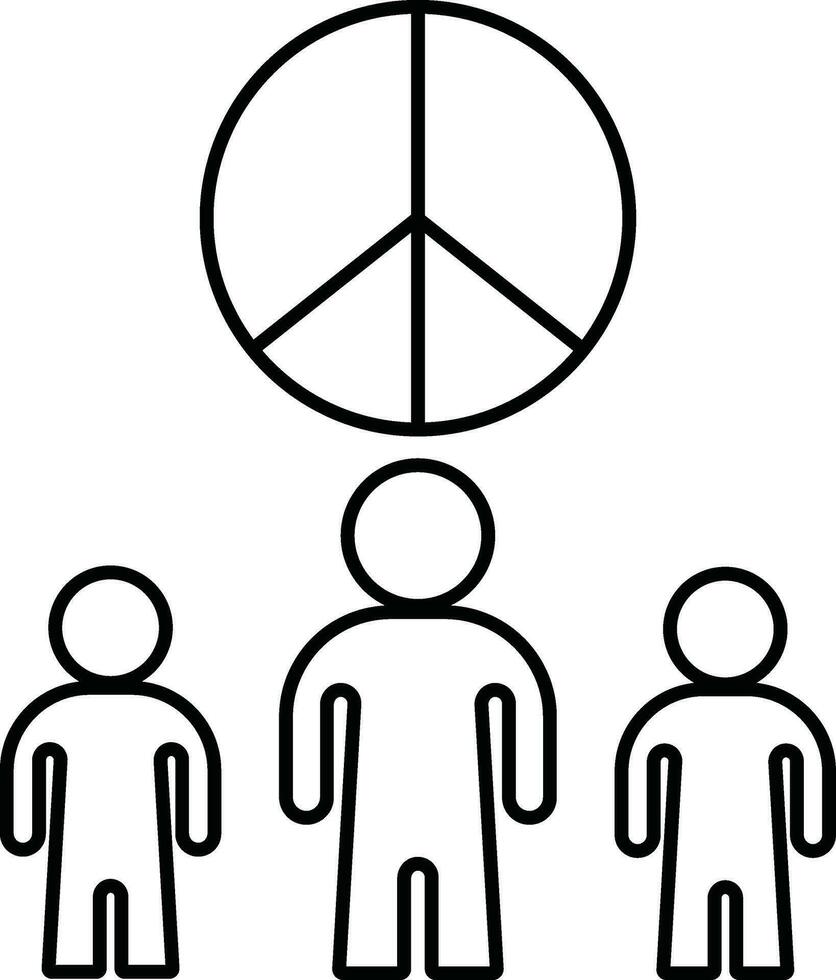 Three stand man with peace of icon. vector