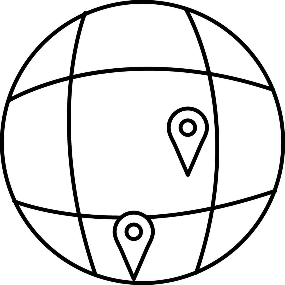 Globe with map pointers icon, location finder around the earth. vector