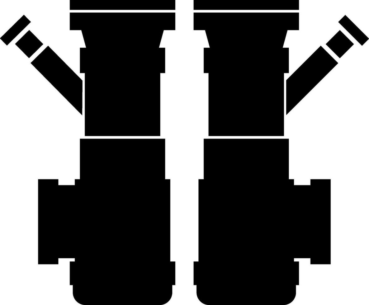 Black and white pipe in flat design. vector