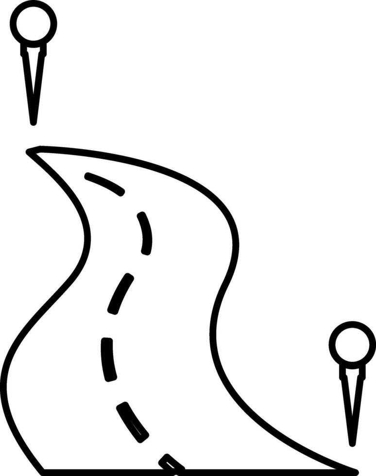 Line art icon of pathfinder with map pins. vector
