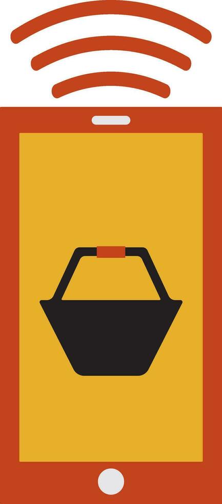 Basket in smartphone for online payment. vector