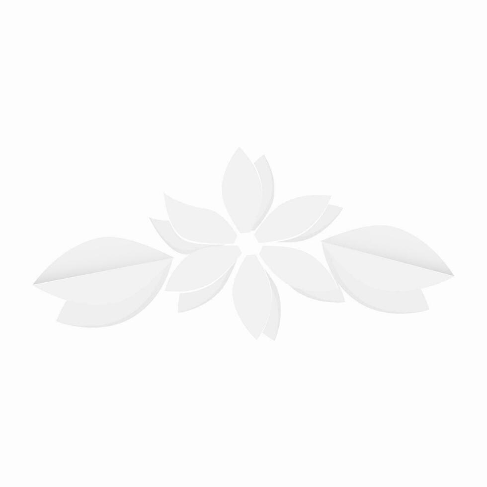 Shiny paper cut flower with leaves. vector