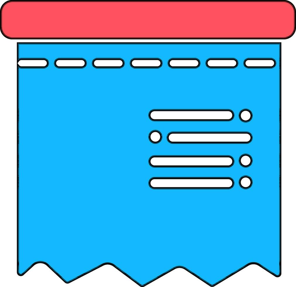 Paper receipt icon in blue and red color. vector