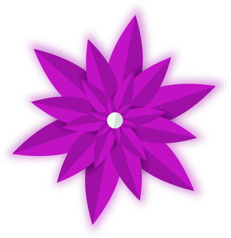 Paper cut glossy purple flower. vector