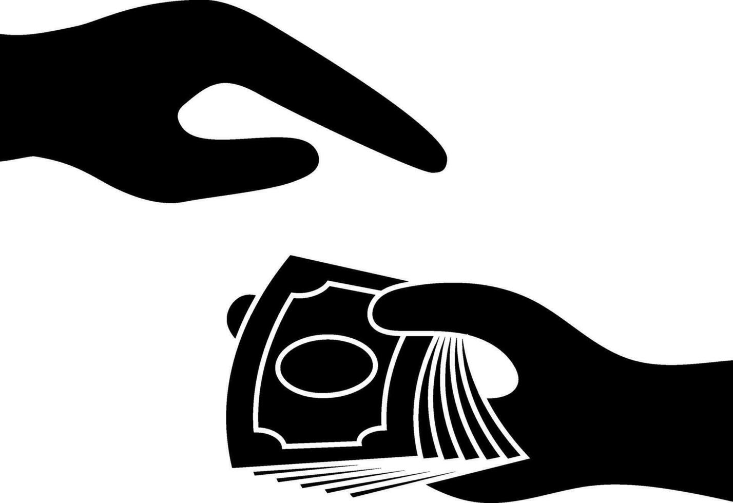 Black hand holding money. vector