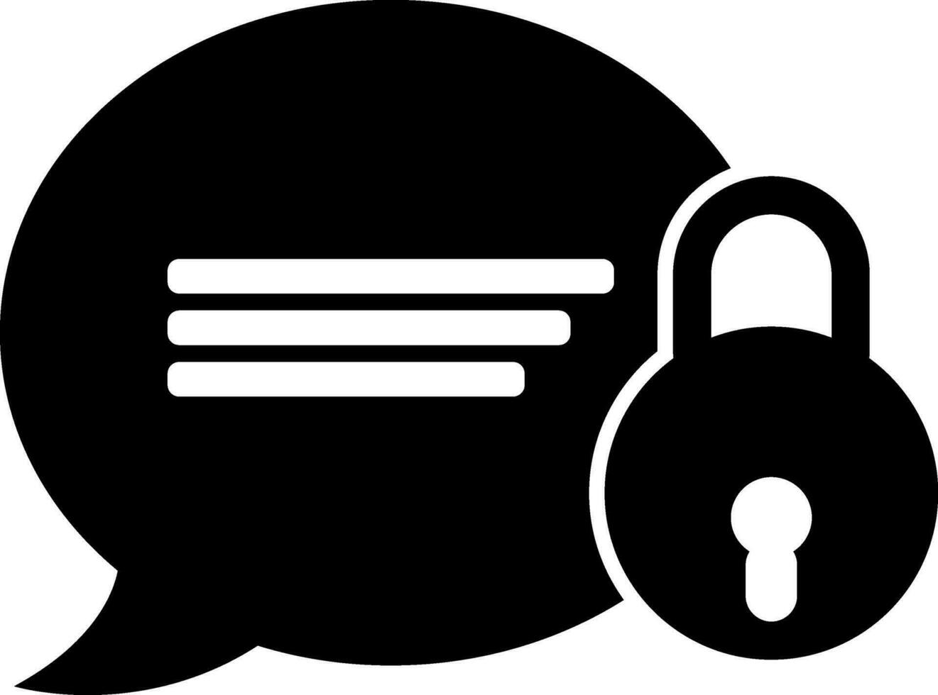 Black and white text message icon with lock. vector