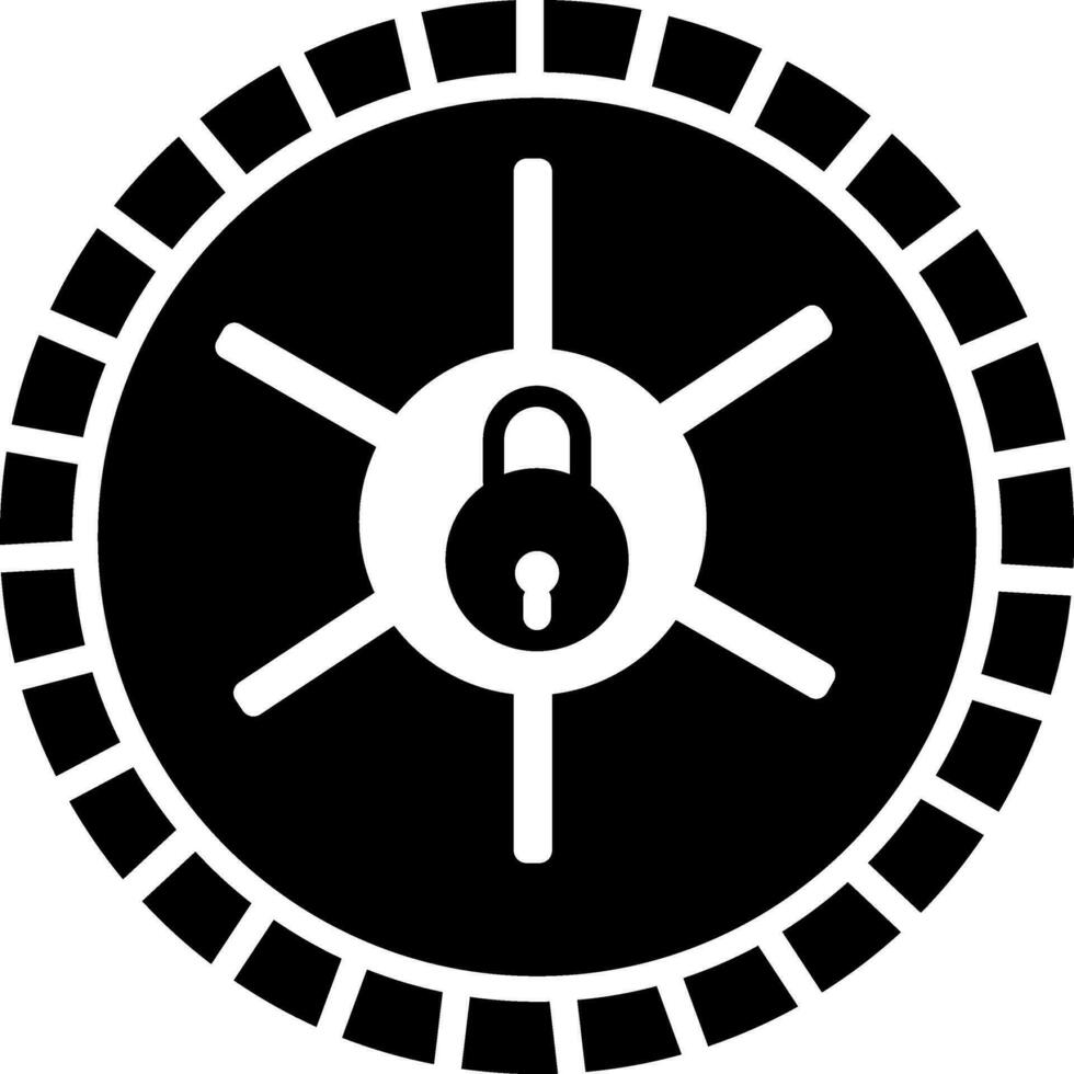 Locked vault safe in black and white color. vector