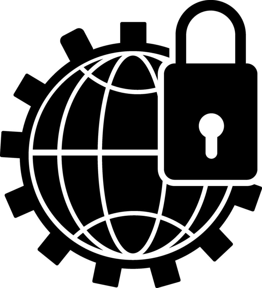 Browser with padlock in black and white color. vector