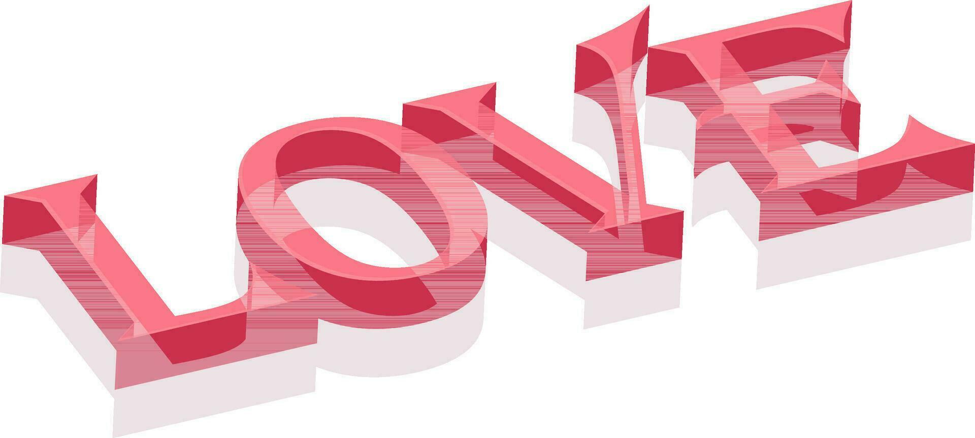 Creative 3D Text Love in pink color. vector