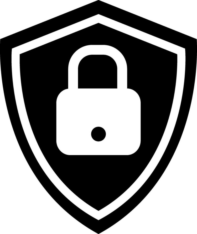 Security shield with lock. vector