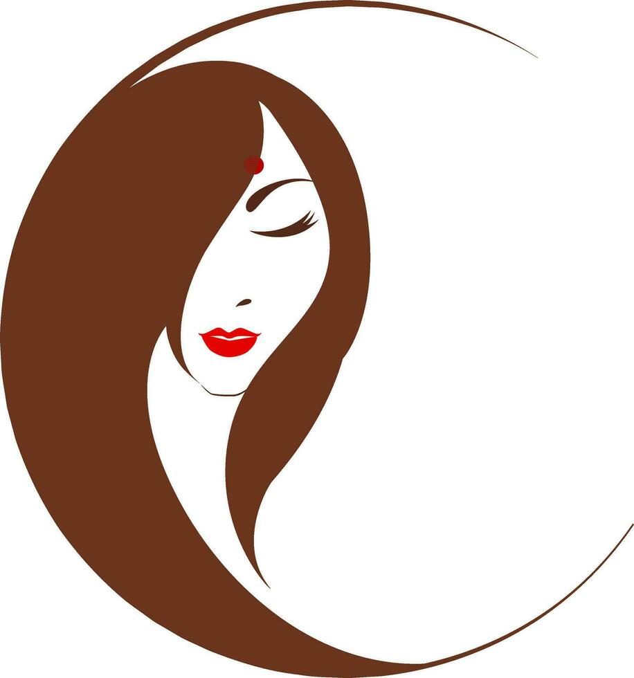 Character of a lady in circular frame. vector