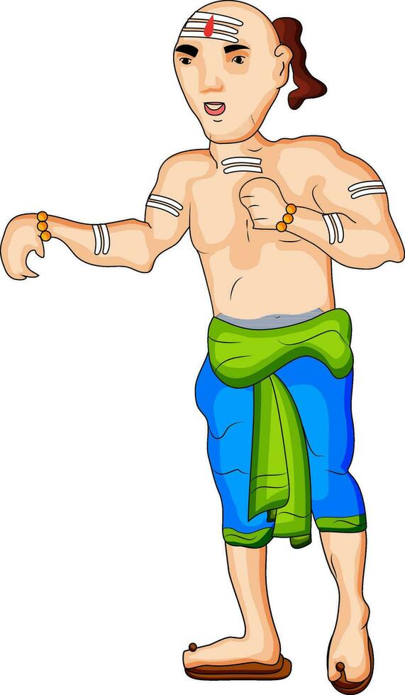 Cartoon character of indian monk. vector