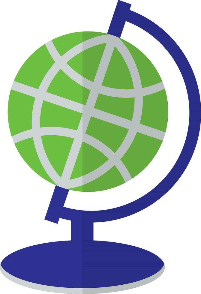 Globe icon with stand in half shadow for office concept. vector