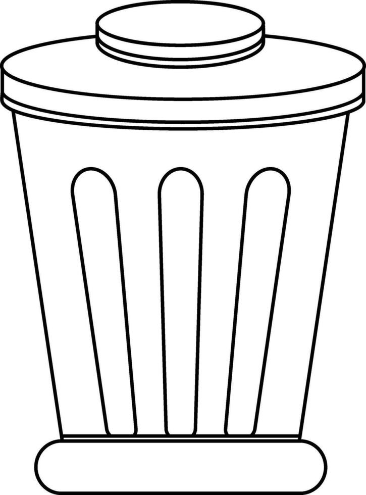 Illustration of dustbin icon in stroke for grabage. vector