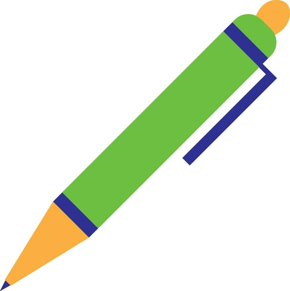 Green color of pen icon for office work. vector