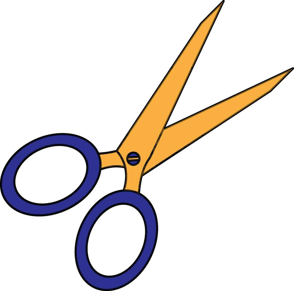 Color with stroke style of scissor icon for cutting concept. vector