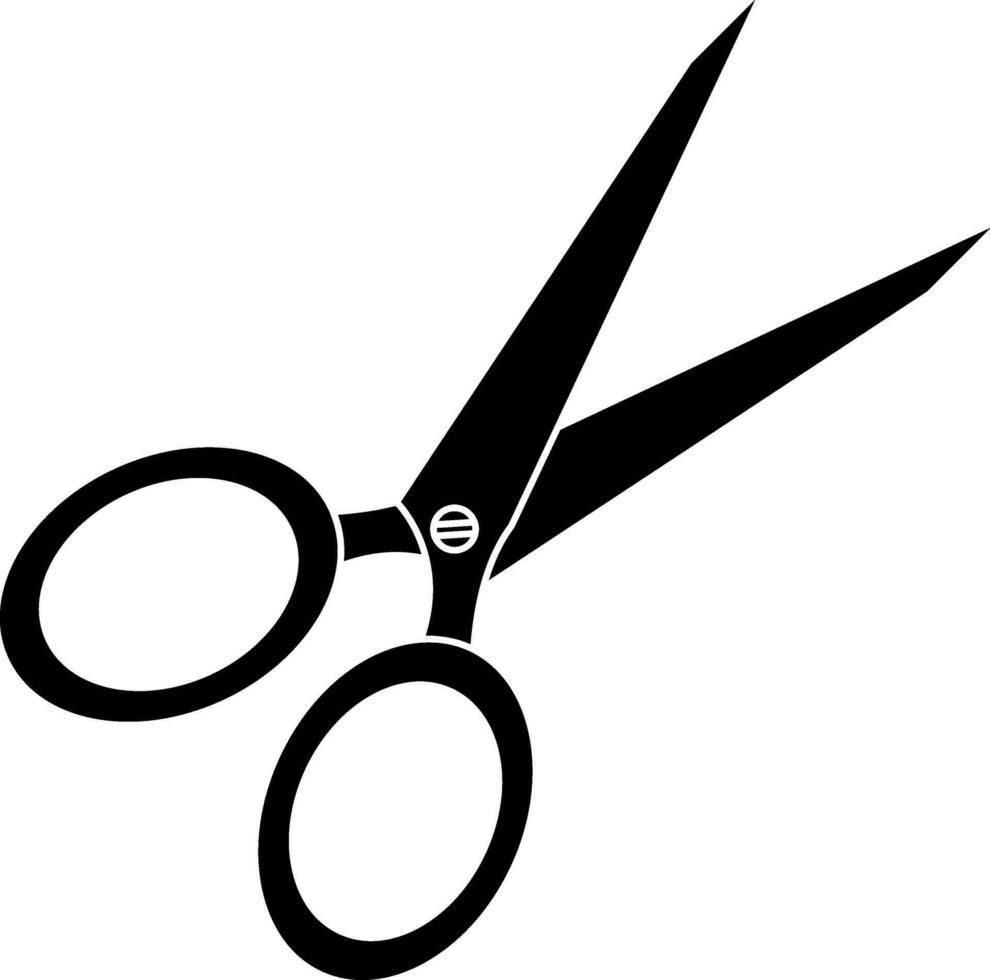 Scissor icon in black for cutting concept. vector