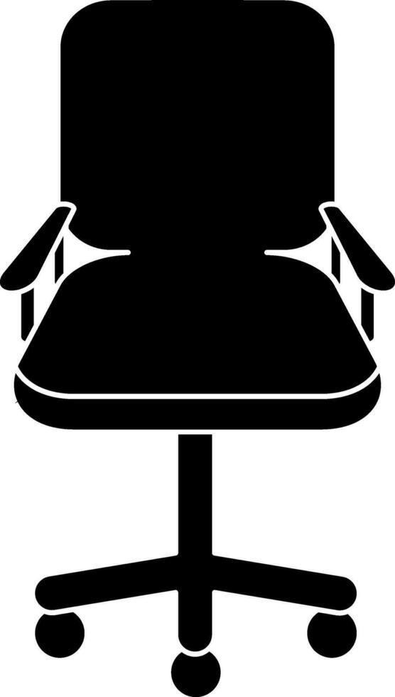 Illustration of rolling chair icon for sitting in glyph style. vector