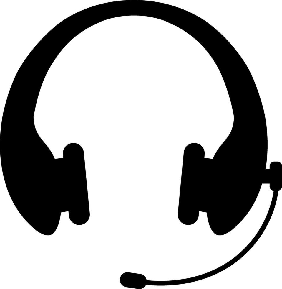 Isolated black headphone with mic. vector