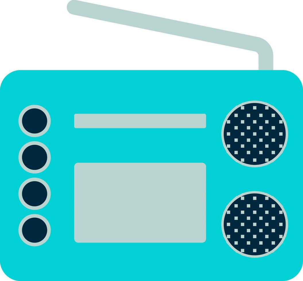 Blue retro radio icon in flat style. vector