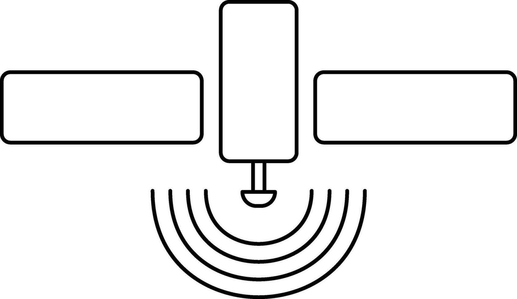 Isolated line art satellite in flat style. vector
