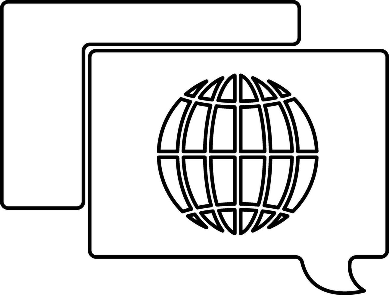 Globe in speech box icon. vector
