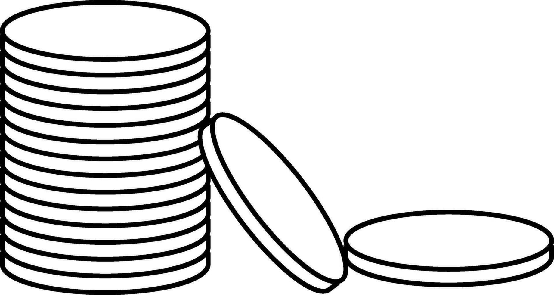 Black line art stack of coin. vector