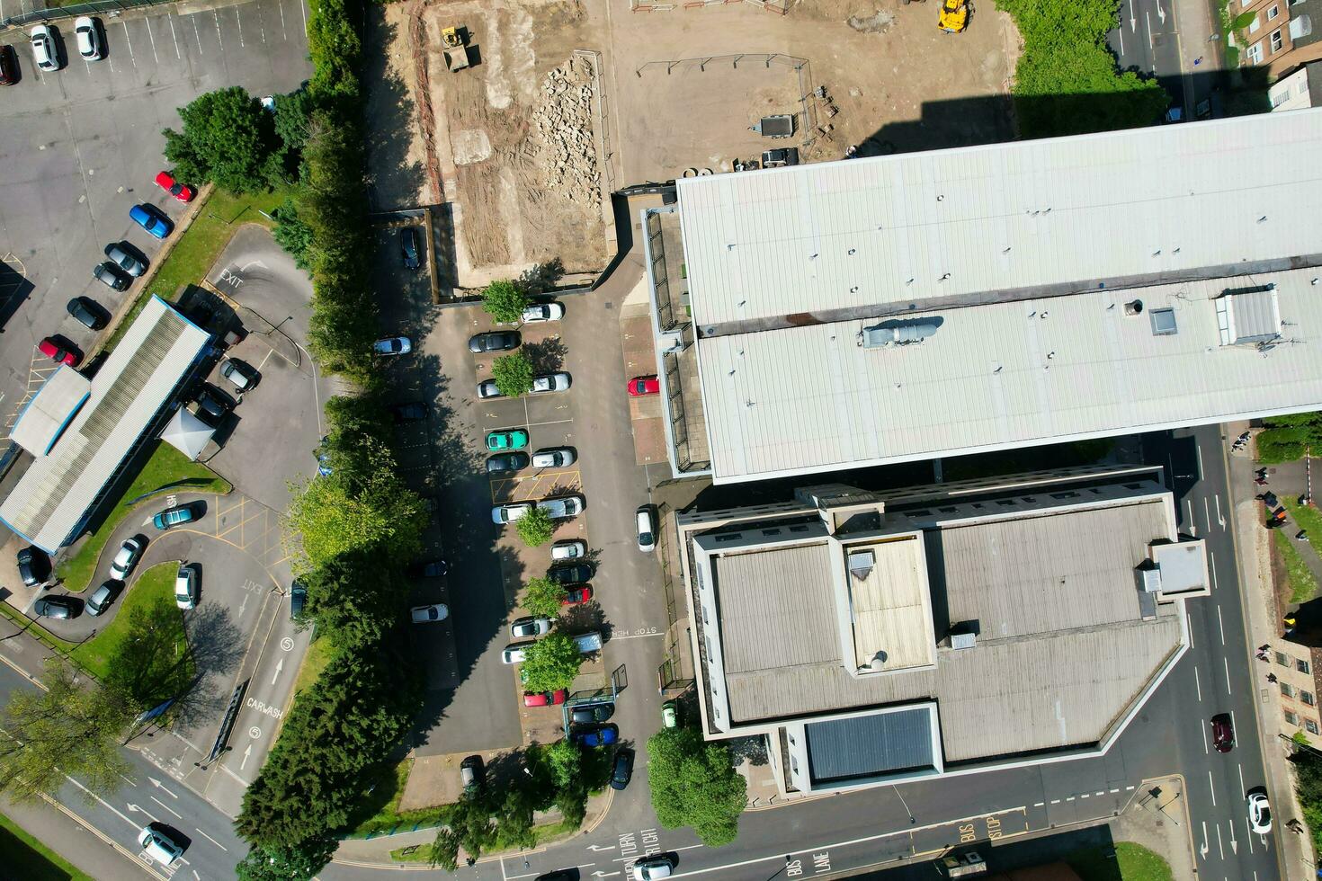Beautiful Aerial Footage of Central Bedford City of England Great Britain of UK. The Downtown's Footage Was Captured with Drone's Camera from Medium Altitude from River Great Ouse on 27-May-2023. photo